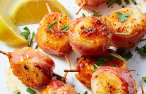 Air-Fryer Bacon-Wrapped Scallops Recipe | EatingWell